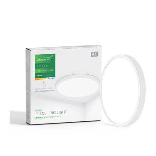 LED plafonjera Green Tech 18W, 5 CCT, 22cm, Bijela