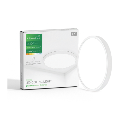 LED plafonjera Green Tech 20W, 5 CCT, 30cm, Bijela