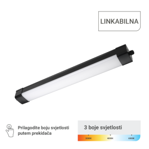 LED vodotijesna svjetiljka Green Tech, linkabilna, 3CCT, 30W, IP65, crna - Rasvjetna tijela | VAL Trgovina