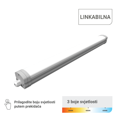 LED vodotijesna svjetiljka Green Tech, linkabilna, 18W, 120LM/W, 3CCT, IP65 - Rasvjetna tijela | VAL Trgovina