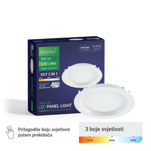 Ugradni LED Panel GREEN TECH 12W 3CCT okrugli - LED Paneli | VAL Trgovina