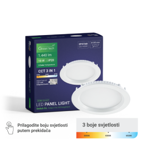 Ugradni LED panel GREEN TECH 18W 3CCT okrugli - LED Paneli | VAL Trgovina