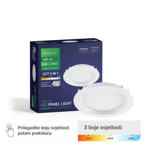 Ugradni LED Panel GREEN TECH 6W 3CCT okrugli - Rasvjetna tijela | VAL Trgovina