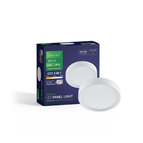 Nadgradni LED Panel GREEN TECH 6W 3CCT Okrugli