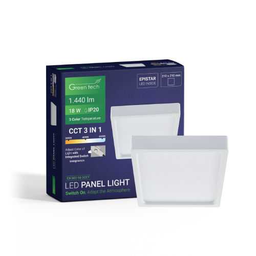 Nadgradni LED Panel GREEN TECH 18W 3CCT Kvadratni - Rasvjetna tijela | VAL Trgovina