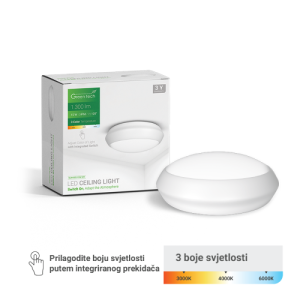 LED plafonjera Green Tech 15W 3CCT IP66 – 30 cm, bijela, SMART Shift