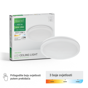 LED plafonjera Green Tech 24W 3CCT IP65 – 30 cm, bijela