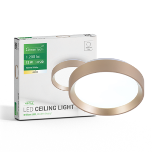 LED plafonjera Green Tech NIBELA 12W – 4000K, 26 cm, zlatna