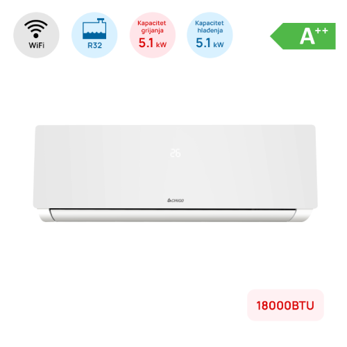 Klima Chigo 18000 BTU 5.1 kW CS-51V3G-1D211AH – A++, R32, WiFi, grijanje do -25°C