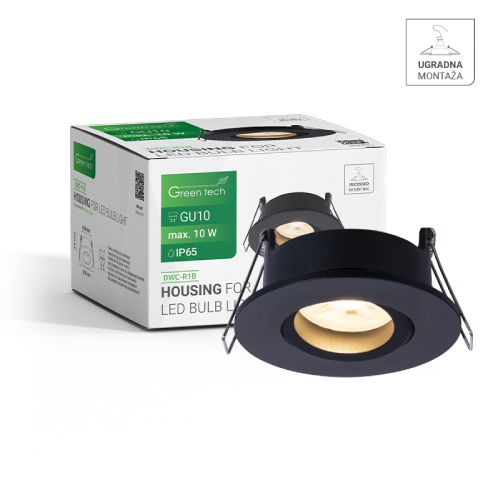 Ugradbeno Kućište za GU10 žarulju Green Tech IP65 Crna (Ø 85mm)