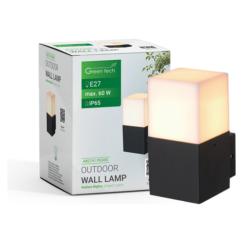 Vanjska zidna svjetiljka Green Tech PEDRO E27, IP65, crna