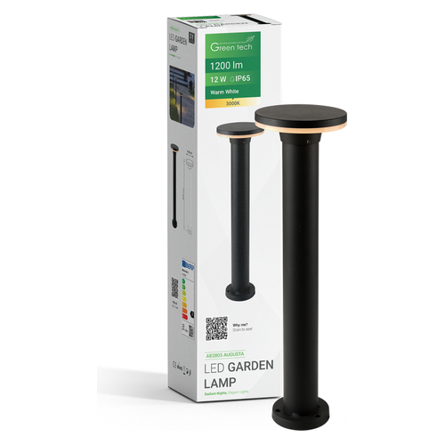 LED vrtna svjetiljka Green Tech AUGUSTA, 12W, 3000K, IP65