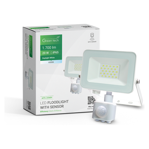 LED reflektor sa senzorom Green Tech AFS-20WH, 20W, 1700 lm, IP65, bijeli
