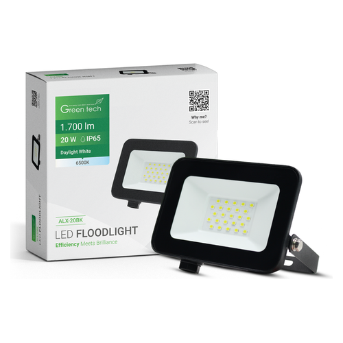 LED reflektor Green Tech ALX-20BK, 20W, 1700 lm, IP65, crni