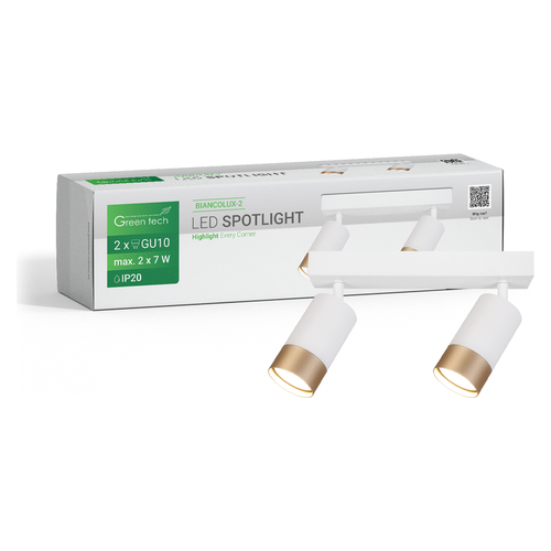 LED spot svjetiljka Green Tech BIANCOLUX-2, 2 x GU10, bijelo-zlatna