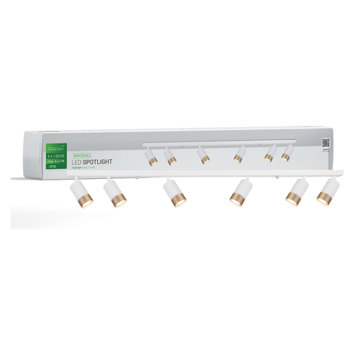 LED spot svjetiljka Green Tech BIANCOLUX-6, 6 x GU10, bijelo-zlatna, šestokraka