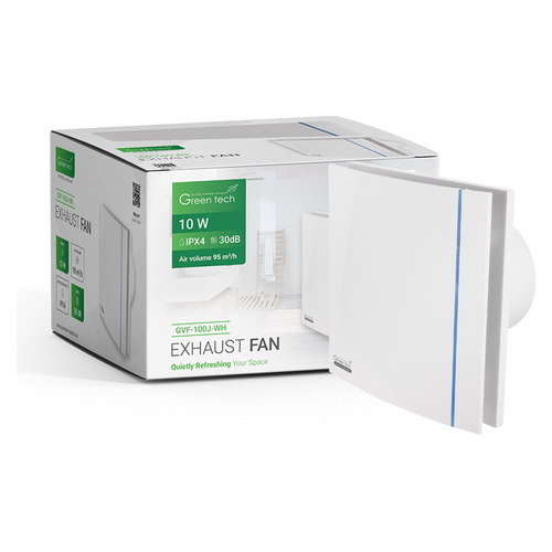 Ispušni ventilator Green Tech GVF-100J-WH, 10 W, IPX4, bijeli