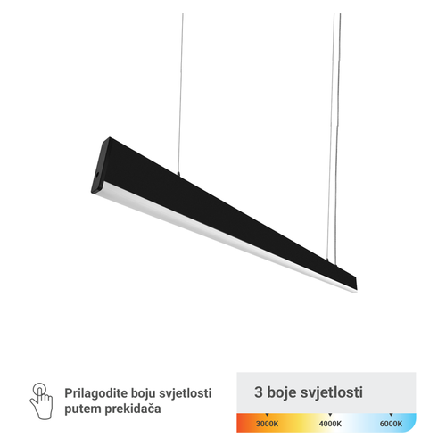 LED linearna svjetiljka Green Tech LL-2280-3CCT-40W, 40 W, 3CCT, crna