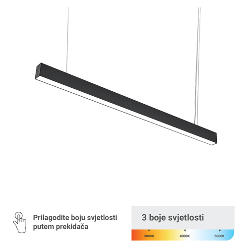 LED linearna svjetiljka Green Tech LL-3370-3CCT-40W, 40 W, 3CCT, crna