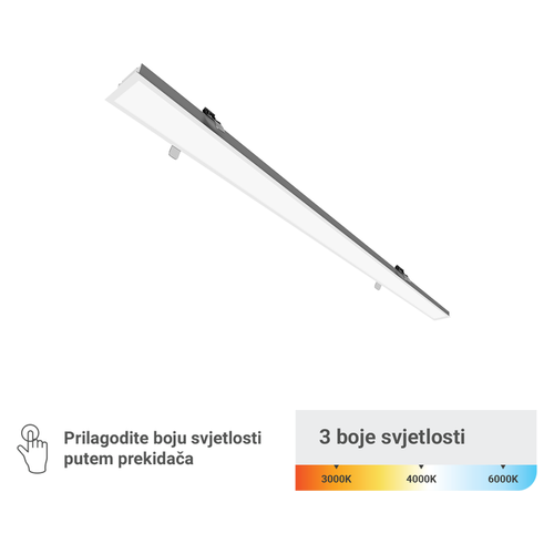 LED linearna ugradna svjetiljka Green Tech LL-5535-3CCT-40W, 40 W, 3CCT, bijela