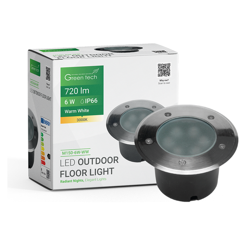 LED podna ugradna svjetiljka Green Tech M150-6W-WW, 6W, 3000K, IP66