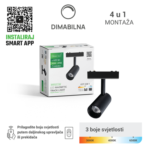 LED magnetna svjetiljka Green Tech MYSTYLE-7 10W, 3CCT, Dim./ Smart Lamp APP