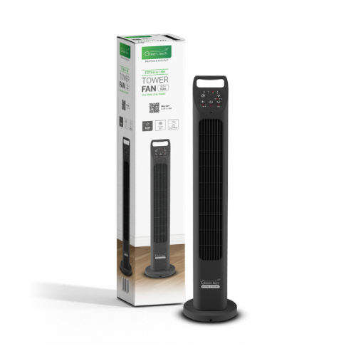 Green Tech Digitalni Stupni Ventilator 31″ 50W – Daljinski, Timer, Crni (TST08-A1-BK)