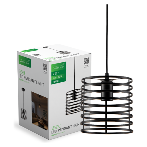 Visilica Green Tech PL-1616R, E27, crna, 160 mm