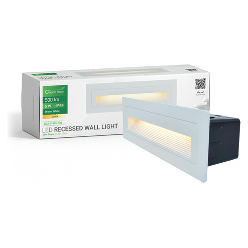 LED ugradna zidna svjetiljka Green Tech UGS-P-WH-5W, 5W/500lm, IP44, bijela