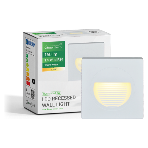 LED ugradna zidna svjetiljka Green Tech UGS-S-WH-1,5W, 1,5W/150lm, IP20, bijela