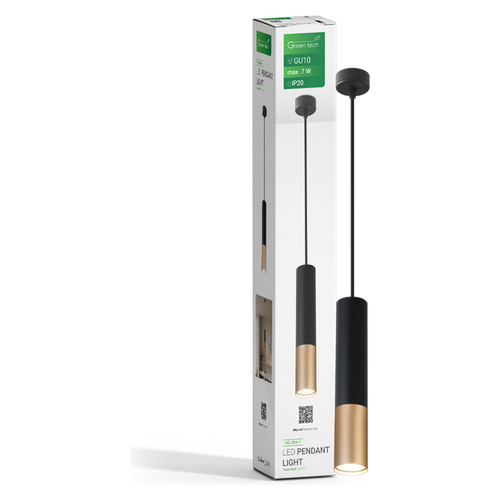 LED visilica Green Tech VELORA-1, GU10, crno-zlatna