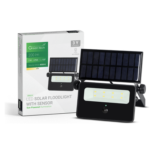 Solarni LED reflektor Green Tech VENUS-S, 2 W / 200 lm, IP65, 4000 K