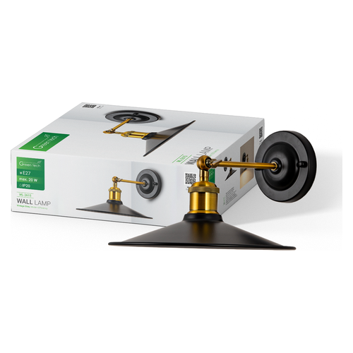 Zidna svjetiljka Green Tech WL-2615, E27, željezna, crna, 135×265 mm