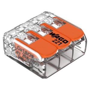 WAGO spojna stezaljka 3-polna, 0,14-4mm², prozirna/narančasta, pakiranje 50 kom
