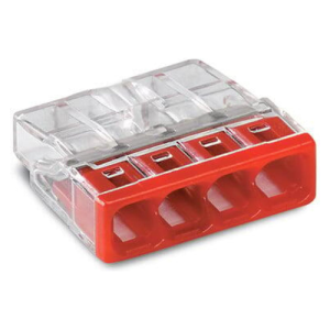 WAGO stezaljka za montažnu kutiju 4-polna, 0,5-2,5mm², prozirna/crvena, pakiranje 100 kom