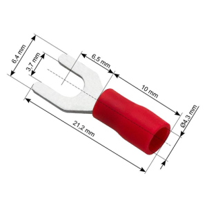Viličasta stopica izolirana 0,5-1,5 mm², 6,4/3,7/21,2 mm, Ø 4,3 mm, crvena, pakiranje 100 kom