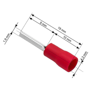 Izolirani završni tuljci 0,5-1,5 mm², 1,9/19 mm, Ø 4,3 mm, crveni, pakiranje 100 kom
