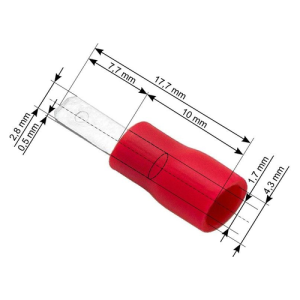 Stopica plosnata muška izolirana 0,5-1,5 mm², 2,8/0,5/17,7 mm, Ø 4,3 mm, crvena, pakiranje 100 kom