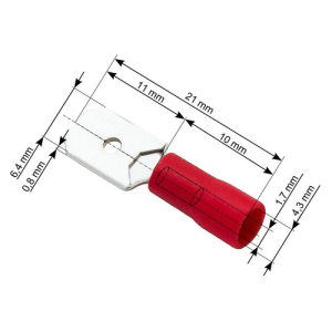 Stopica plosnata muška izolirana 0,5-1,5 mm², 6,4/0,8/21 mm, Ø 4,3 mm, crvena, pakiranje 100 kom