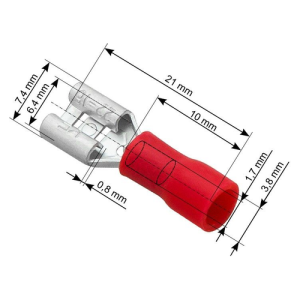 Stopica plosnata ženska izolirana 0,5-1,5 mm², 7,4/21 mm, Ø 3,8 mm, crvena, pakiranje 100 kom