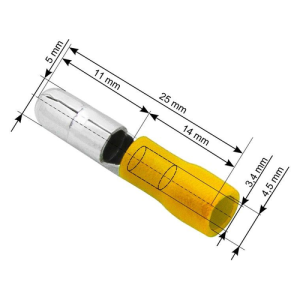 Stopica muška izolirana 4-6 mm², 5,0/25 mm, žuta, pakiranje 100 kom