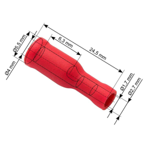 Stopica plosnata ženska izolirana 0,5-1,5 mm², 4,0/24,5 mm, crvena, pakiranje 100 kom