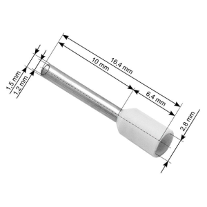 Izolirani završni tuljci 0,75 mm², 1,5/16,4 mm, Ø 2,8 mm, bijeli, pakiranje 100 kom
